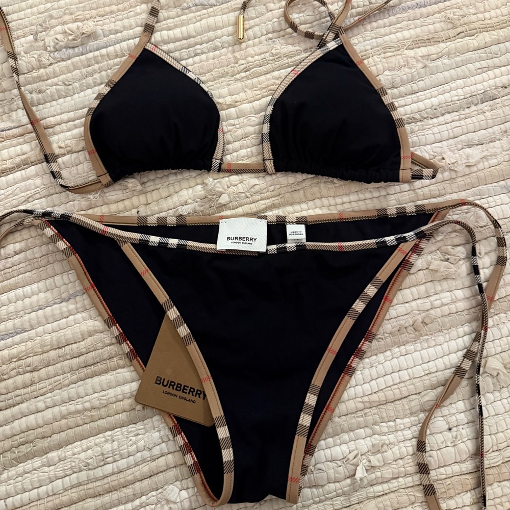 Burberry Black Swimwear with Check Accents
